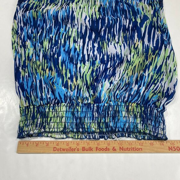 Torrid Bubble Tank Top Sz 0 (Large) Womens Navy Blue Green Elastic Waist Lace - Picture 4 of 7